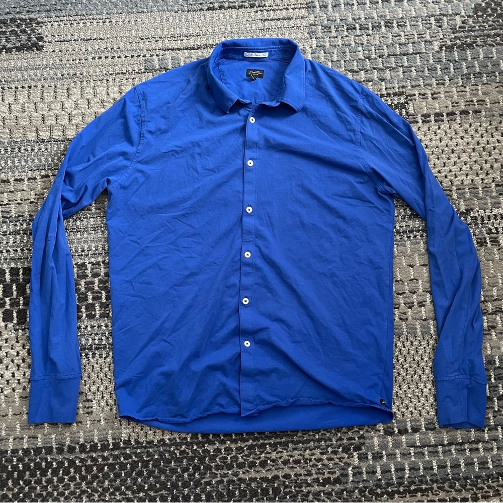 Men’s Good Man Brand Long Sleeve Button Down Shirt in Royal Blue, Size Large
